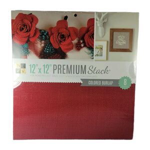 DCWV 12"x12" Premium Stack COLOR BURLAP  8 Sheets, 2 Ea Red Beige Black Gray
